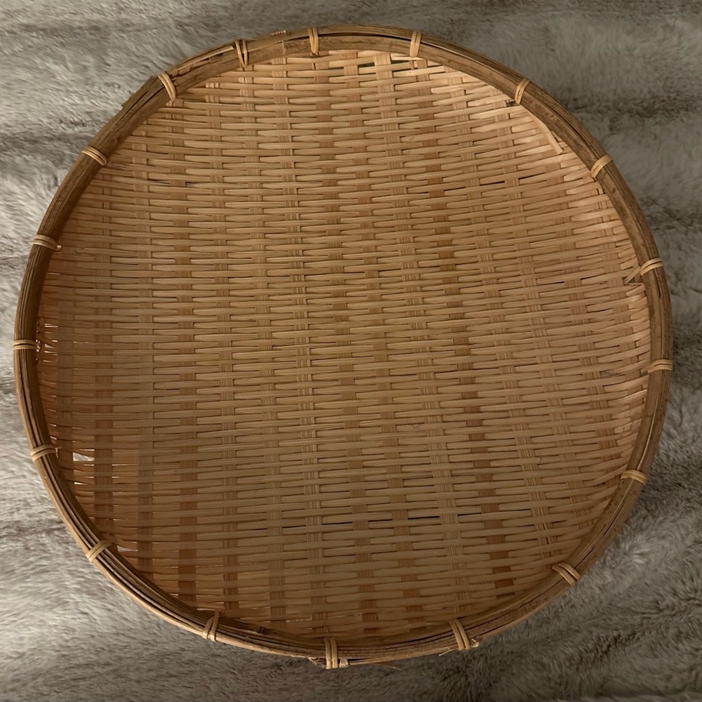Organic Natural Woven Basket Tray Bamboo Boho Farmhouse Wall Basket